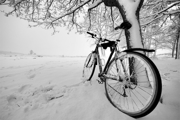 На велосипеде зимой
