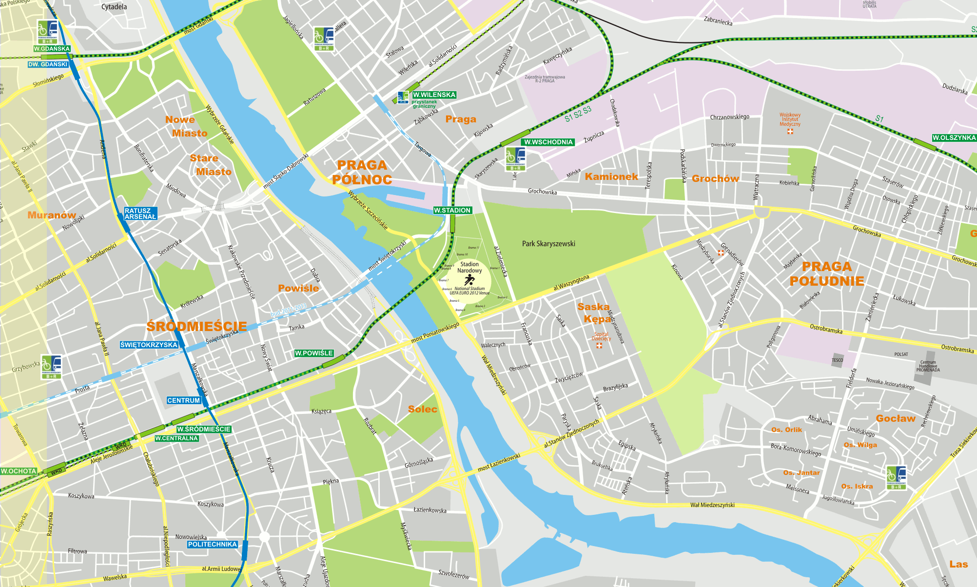 Карта вело-Варшавы